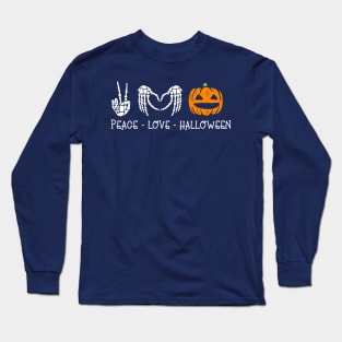 Peace Love Halloween Pumpkin Long Sleeve T-Shirt